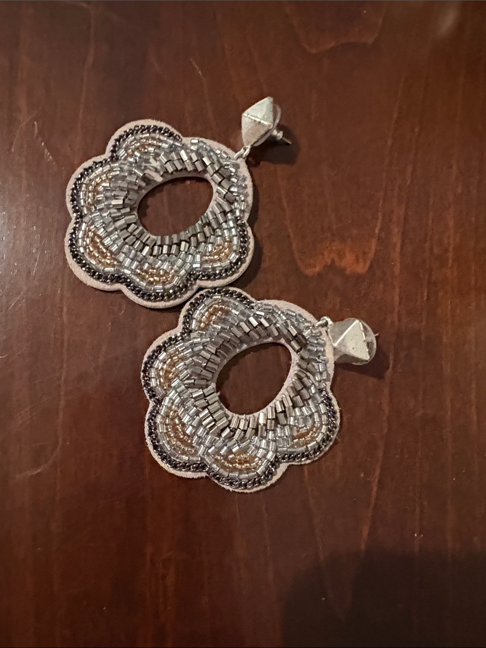 Silver Beaded Floral Drop Earrings Stella & Dot